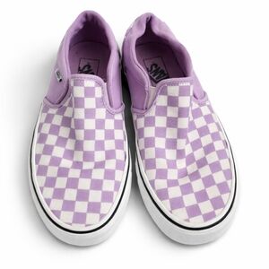 Vans Lavender Checkered Slip-On Sneakers Womens Size 9